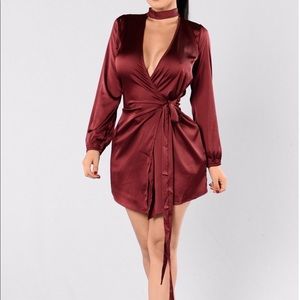 Burgundy Wrap Sexy Dress